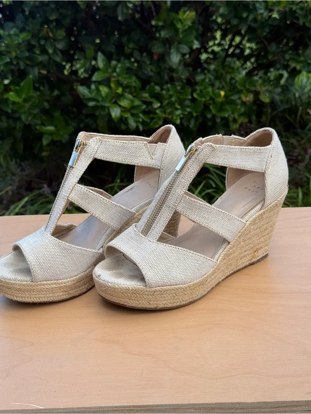 Boho Espadrille Wedge Zip Front Sandals 8 A New Day Carla Coastal Beach Resort